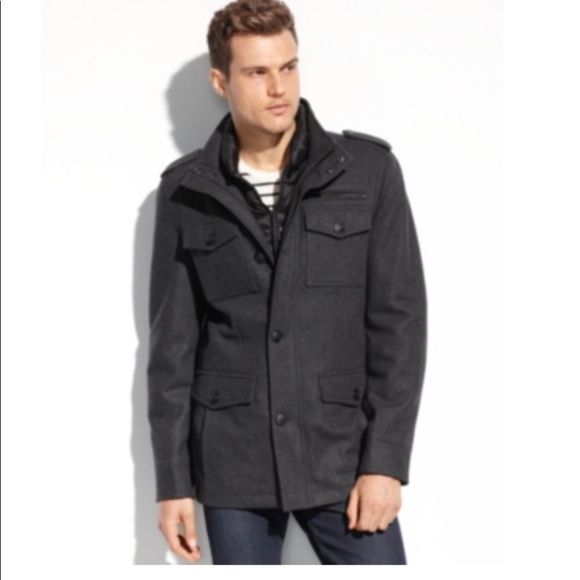Guess Wool-Blend Military Coat - Picture 1 of 10